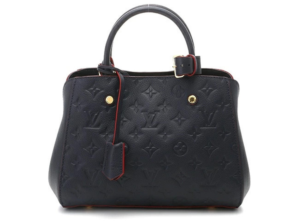 LOUIS VUITTON Montaigne Handbag Marine Blue Rouge Red Monogram Empreinte